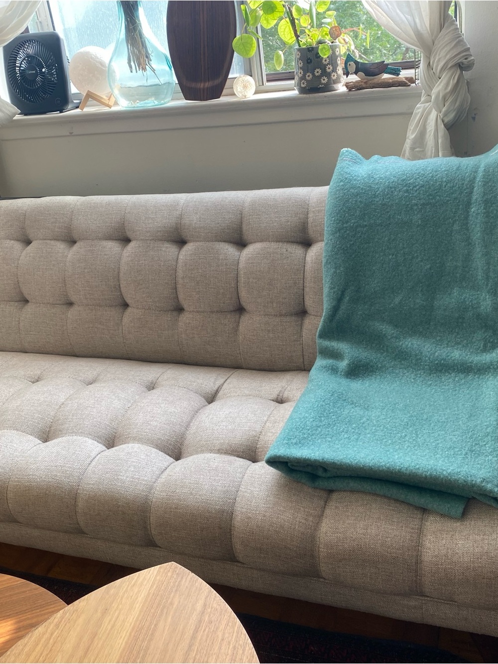 Wool Teal Throw Blanket - Cozy Home Bedding - 6โ7โx7โ3โ